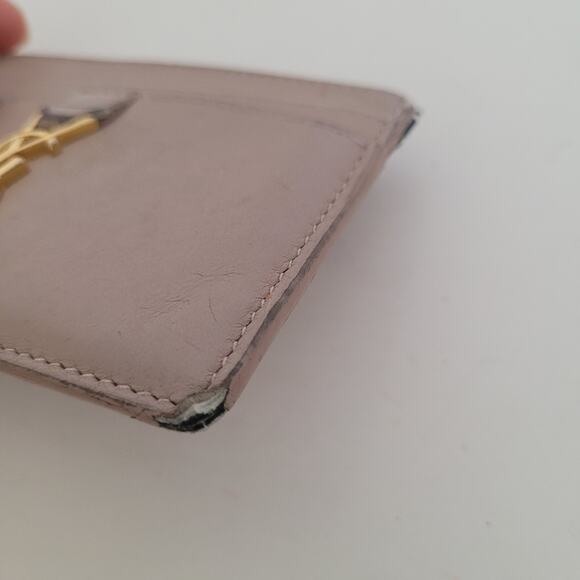 Yves Saint Lauren YSL Leather Calfskin Light Pink Wallet Small Card Holder Fair - Picture 8 of 10